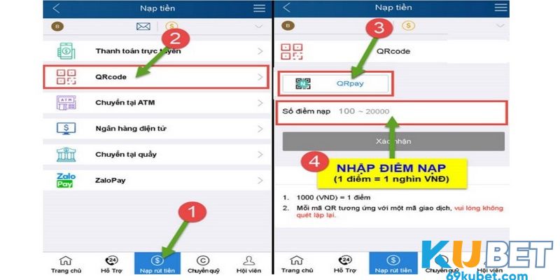 Nạp tiền Kubet qua QR